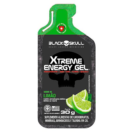 Gel de Carboidrato Black Skull Xtreme Energy Limão Display Com 10 Unidades