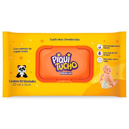Toalhas Umedecidas Piquitucho Premium Com 60 Unidades