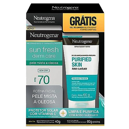 Kit Neutrogena Sun Fresh FPS70 40g Grátis Gel de Limpeza Purified 60g VALIDADE PRÓXIMA - 30/06/2026