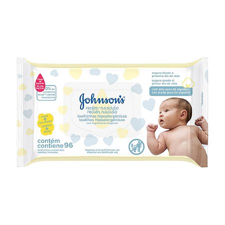 Johnson's Baby Lenços Umedecidos Recém Nascido - 96 Unidades