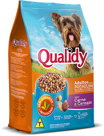 Qualidy Premium Cães Adultos Pequeno Porte Sabor Carne e Cereais 3kg