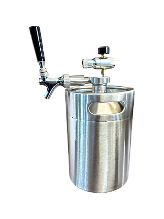 Growler (Barril) em Inox 5 Litros com Tampa, Torneira e Regulador de Pressão