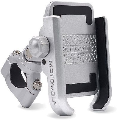 Suporte de Celular em Alumínio para Motos BMW R1200 e 1250GS, Tiger 800 e 1200, Harley - Prata