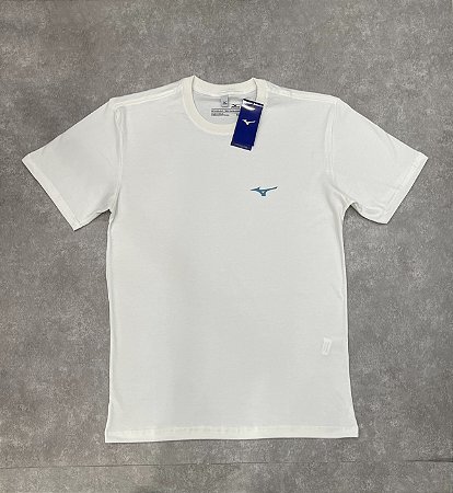 Camiseta Mizuno Branca simbolo azul