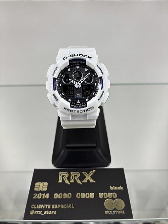 G-Shock GA-100 Branco com fundo Preto