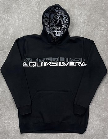 Moletom QuikSilver Letreiro 2 Listras Preto