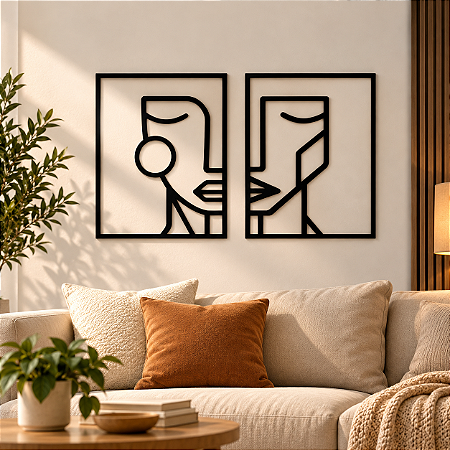 Conjunto de Quadros Decorativos Rosto Geométrico Egípcio