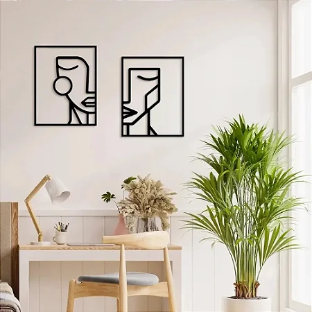 Conjunto de Quadros Decorativos Rosto Geométrico Egípcio