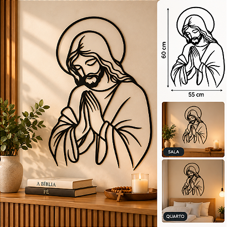 Moldura Decorativa Jesus em Aço