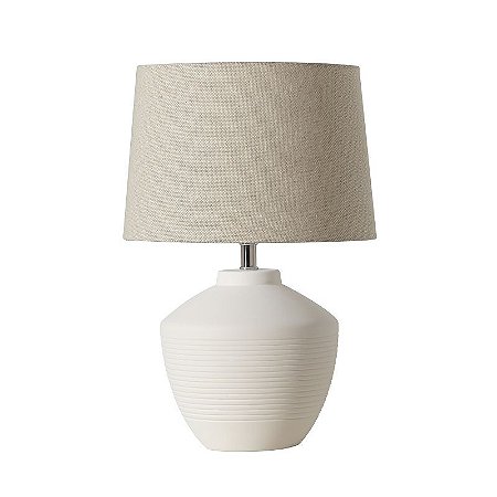 Abajur Cerâmica AB060 BURITI BRANCO CÚPULA LIN / 6x Parcelado