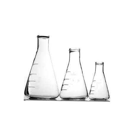 Kit Erlenmeyer Vidro Boro Boca Estreita 250ml, 500ml e 1000ml