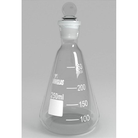 Frasco Erlenmeyer C/ Rolha De Vidro Graduado 250ml