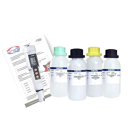 Kit Medidor De pH AK90 C/ Certificado De Calibração + Tampões e Kcl 500ml