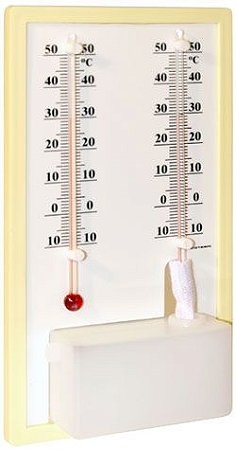 Termo - Higrômetro Bulbo Analógico Úmido E Seco -10+50:1ºC Base Plástica Incoterm