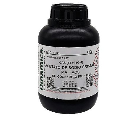 Acetato De Sódio Cristal PA A.C.S. 500g