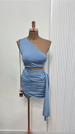 Conjunto Azul Ombro Único