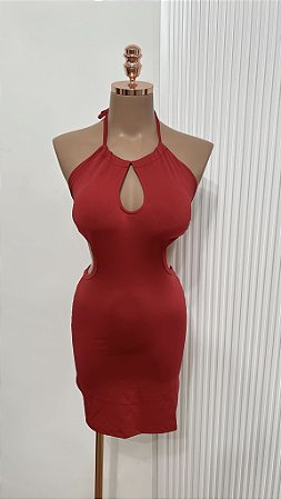 Vestido Vermelho Com Recortes
