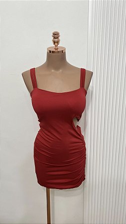 Vestido Vermelho Lateral Vazada