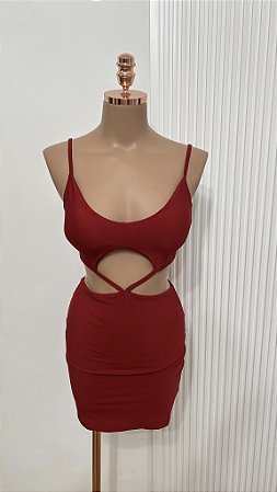 Vestido Vermelho com Recorte