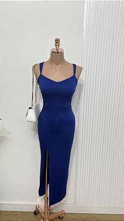 Vestido Fenda Azul