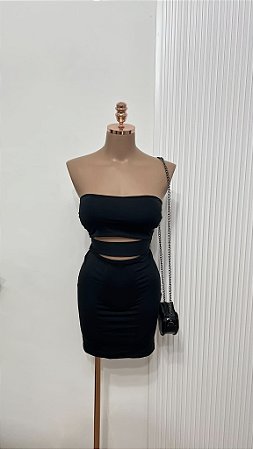Vestido Preto Tomara que Caia