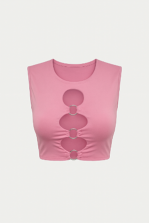 Top Rosa Argolas Frontais