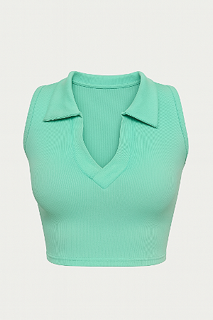 Cropped Verde com Gola