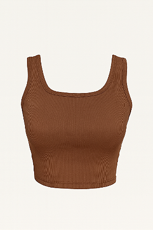 Cropped Canelado Marrom