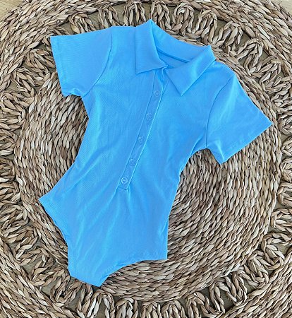 Body Canelado Azul Claro