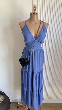 vestido longo azul