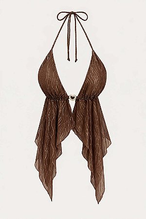 Top Frente Única Texturizado com Coração