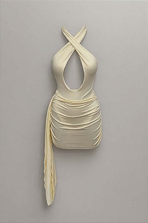 Conjunto Curto Drapeado Decote Cruzado Off White