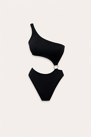 Body Assimétrico Preto com Argola