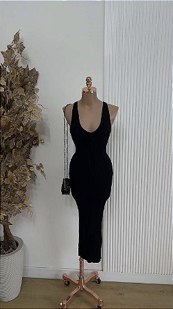 Vestido tricô preto