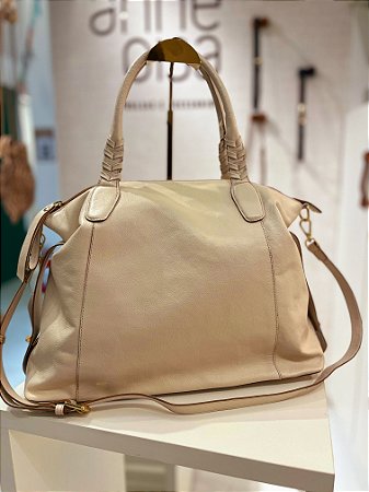 Bolsa Couro Liso com Detalhe Alça