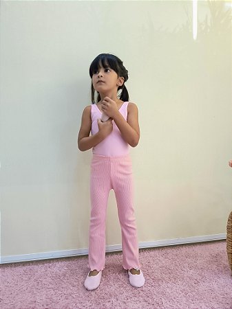 Calça Flare Algodão Rosa