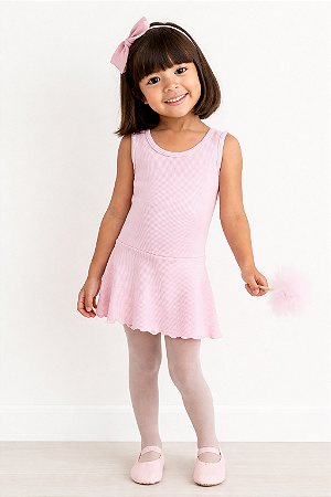 Collant Ballet Infantil Algodão Rosa