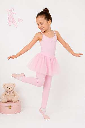 Calça Legging Tule Algodão Liso