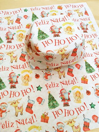 Papel Crepom de Natal 11 - HO HO HO - 30 unid