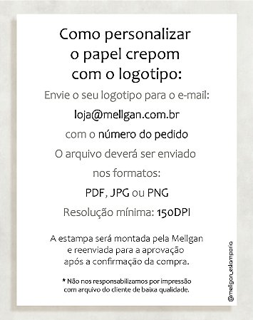 Papel Crepom com logotipo - 30 unid