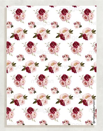 Papel Crepom Floral 05 - Marsala - 30 unid