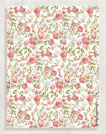 Papel Crepom Floral 06 - Rosé - 30 unid