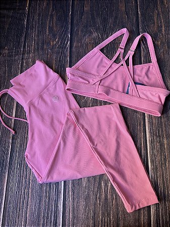 Conjunto Poliamida Fitness Rosa Charmosa