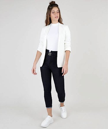 calça da sawary cintura alta com cinta