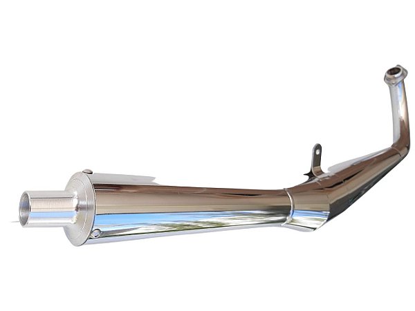 ESCAPAMENTO MÉDIA BAIXA 3 POLEGADAS P/ CIMA DO ESTRIBO RD 125/135 CROMADO