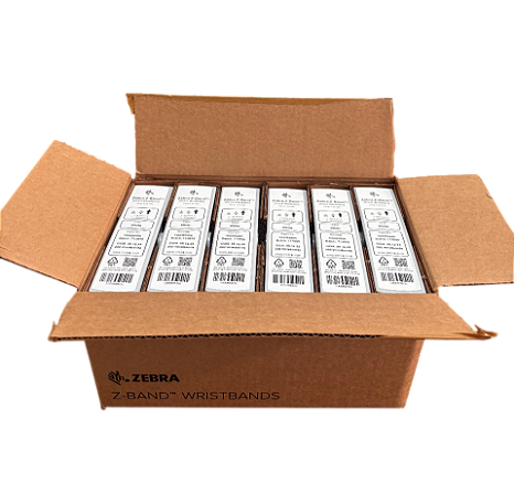 Cartuchos de Pulseiras Zebra Z-band Adulto Branco - Caixa C/ 6