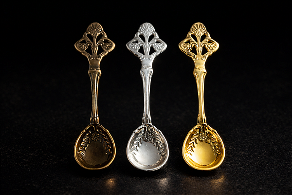 Colher pequena para rapé 5.5cm Dourada, prateada e bronze