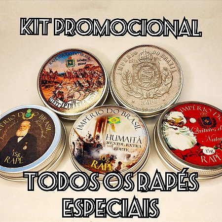 Kit Promocional todos os rapés especiais! Imperador Reservado, Humaitá, Quitutes de Natal, Ipiranga e Reis