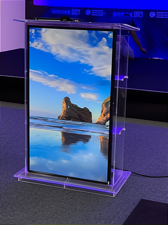 Púlpito Digital de Acrílico Transparente para TV de 43 polegadas