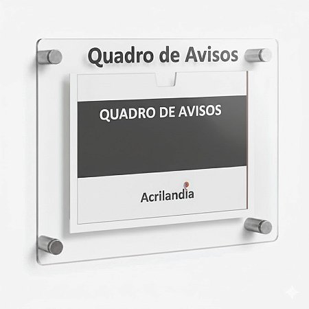 Quadro de Aviso em Acrílico 1 Folha Horizontal A4